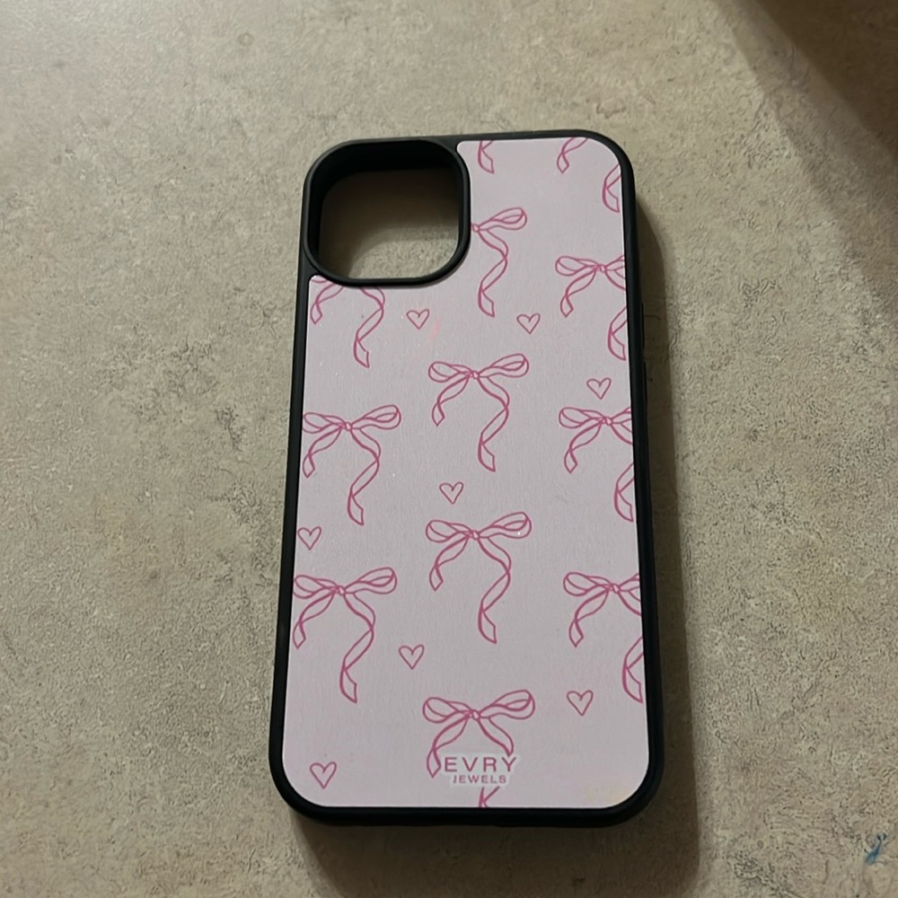 iphone 13 phone case, pink bows, from evry jewels, barely used